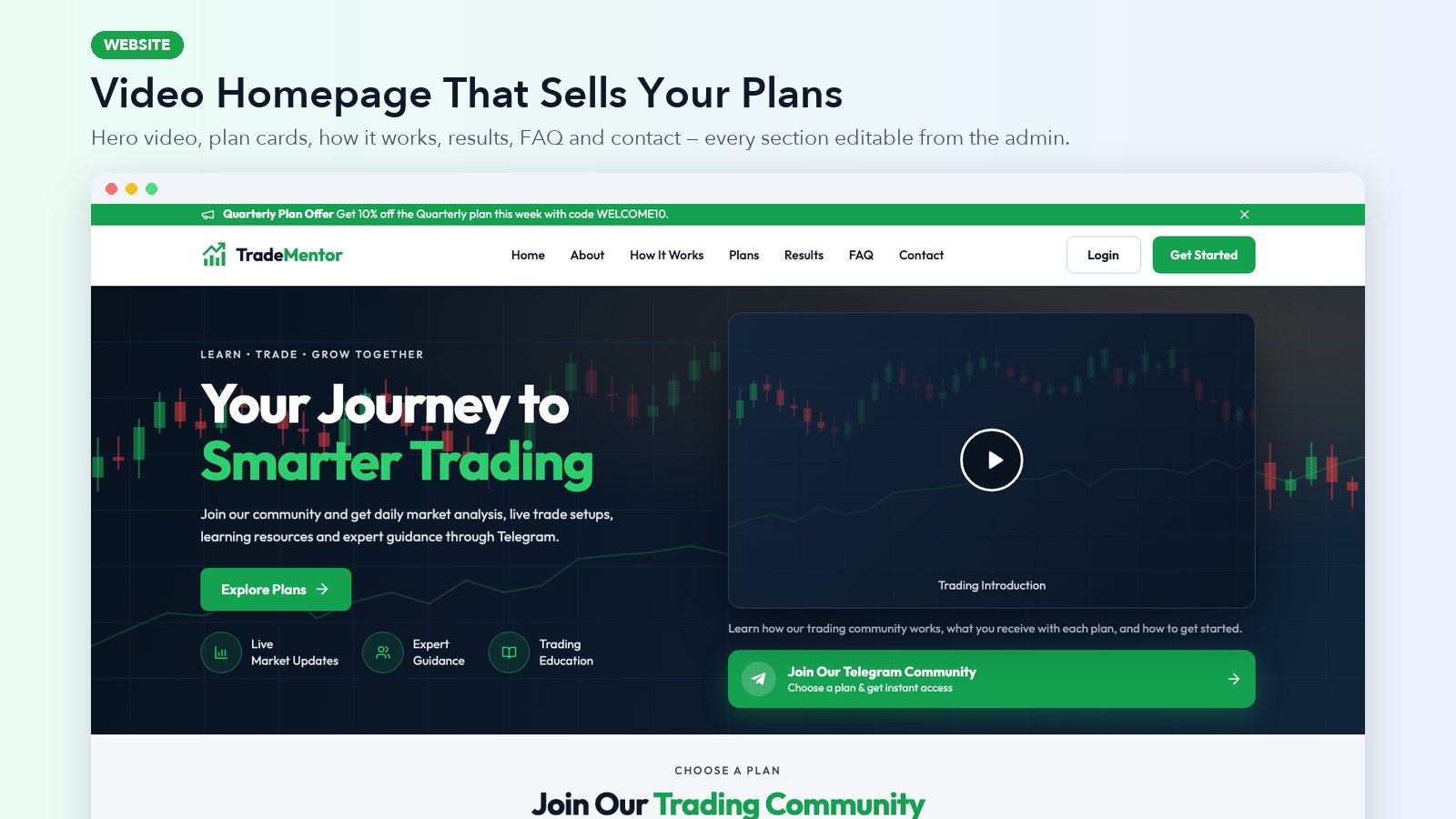 TradeMentor video homepage